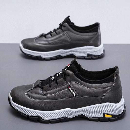 647-HAZ-00001 Grey Leather Shoes