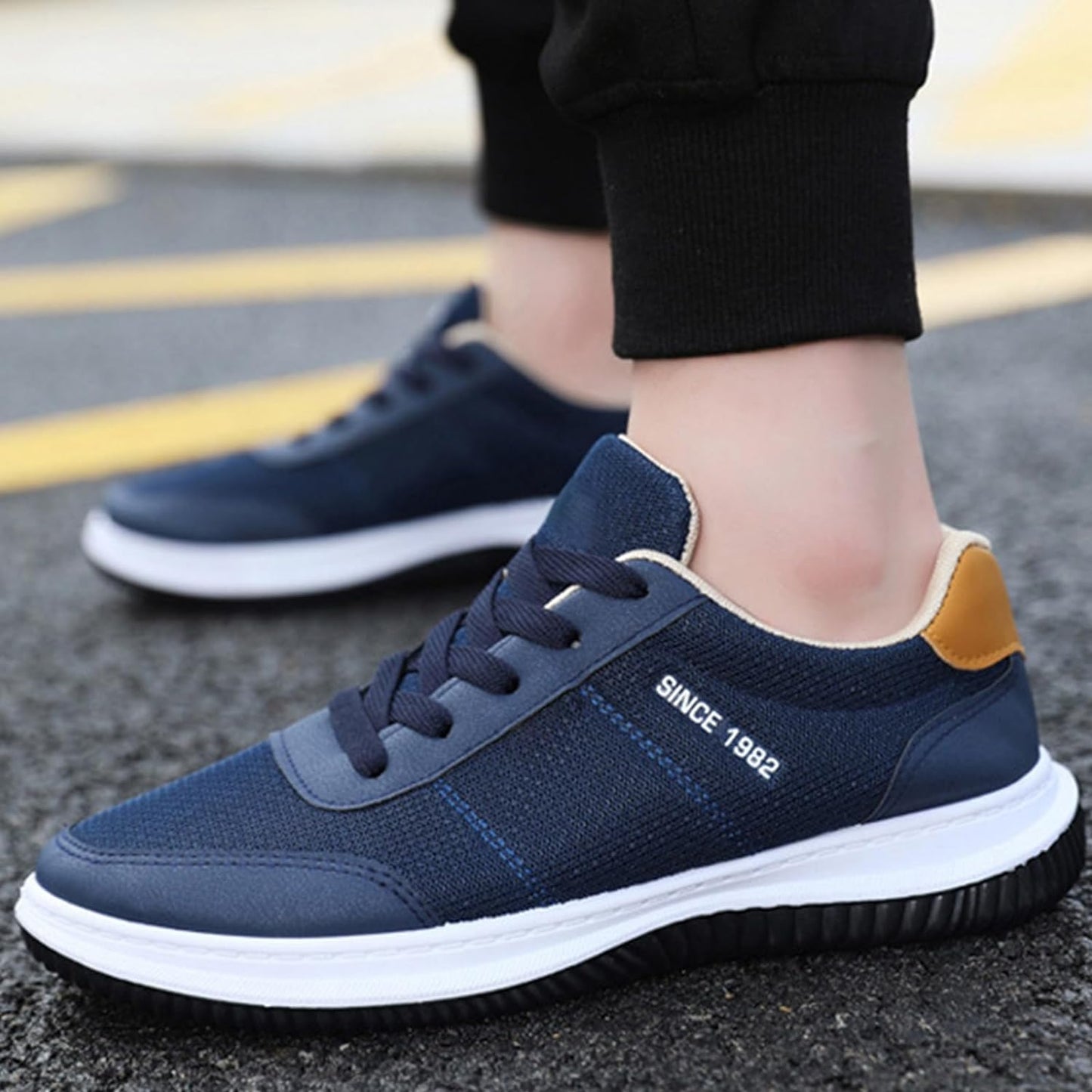 715-HAZ-00001 Navy Blue And Brown  Shoes