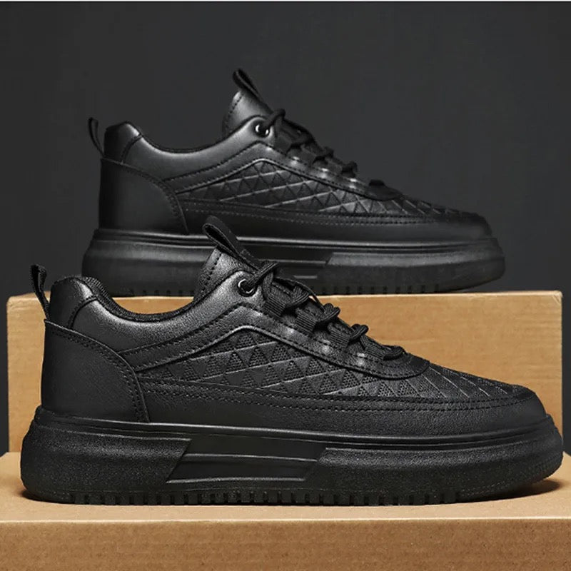 701-HAZ-00001 Full Black Leather Shoes