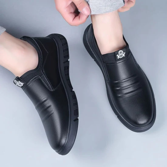713-HAZ-00001 Full Black Leather  Shoes