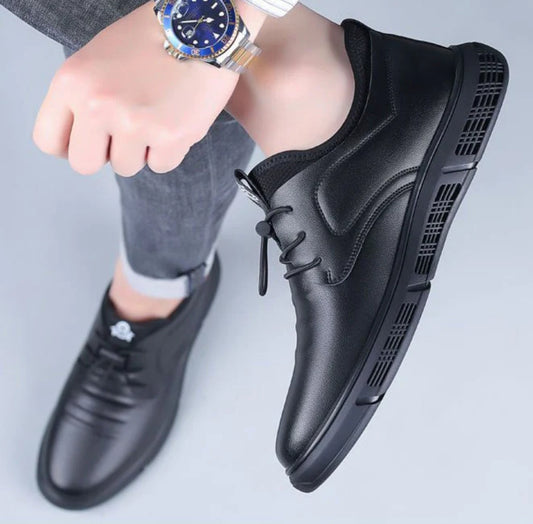 714-HAZ-00001 Full Black Leather  Shoes