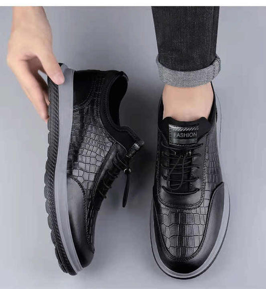 712-HAZ-00001 Full Black Leather  Shoes